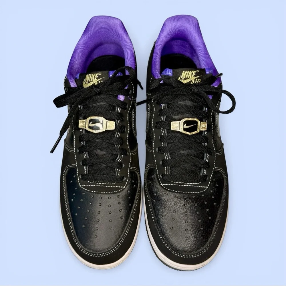 Nike Air Force 1 Low '07 LV8 World Champ Lakers M Sz 10, W Sz 11.5‎ Black Purple